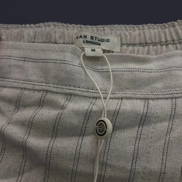 Max Studio Linen Cream with black Stripes A-Line Skirt - Picture 3 of 5